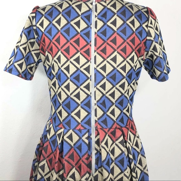 LulaRoe Amelia Dress Blue Geometric Print Large - Picture 4 of 5